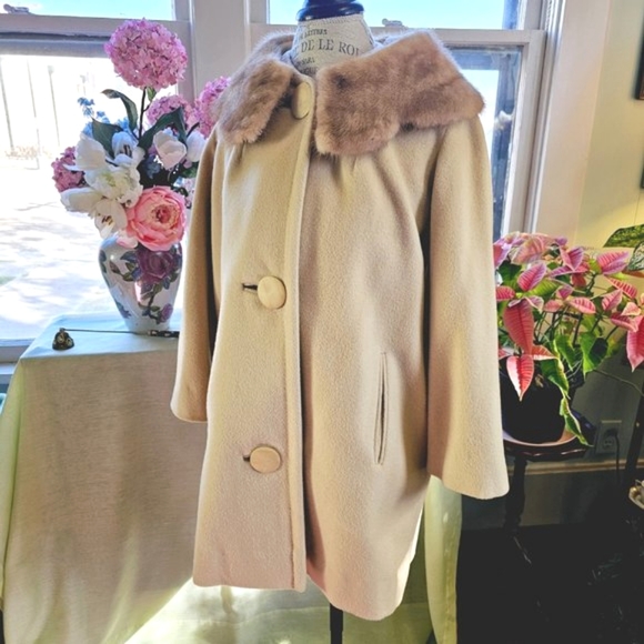 Vintage Fur Collar 1950's Swing Coat with Fur Collar, 100% Virgin Wool, MCM - Picture 2 of 16